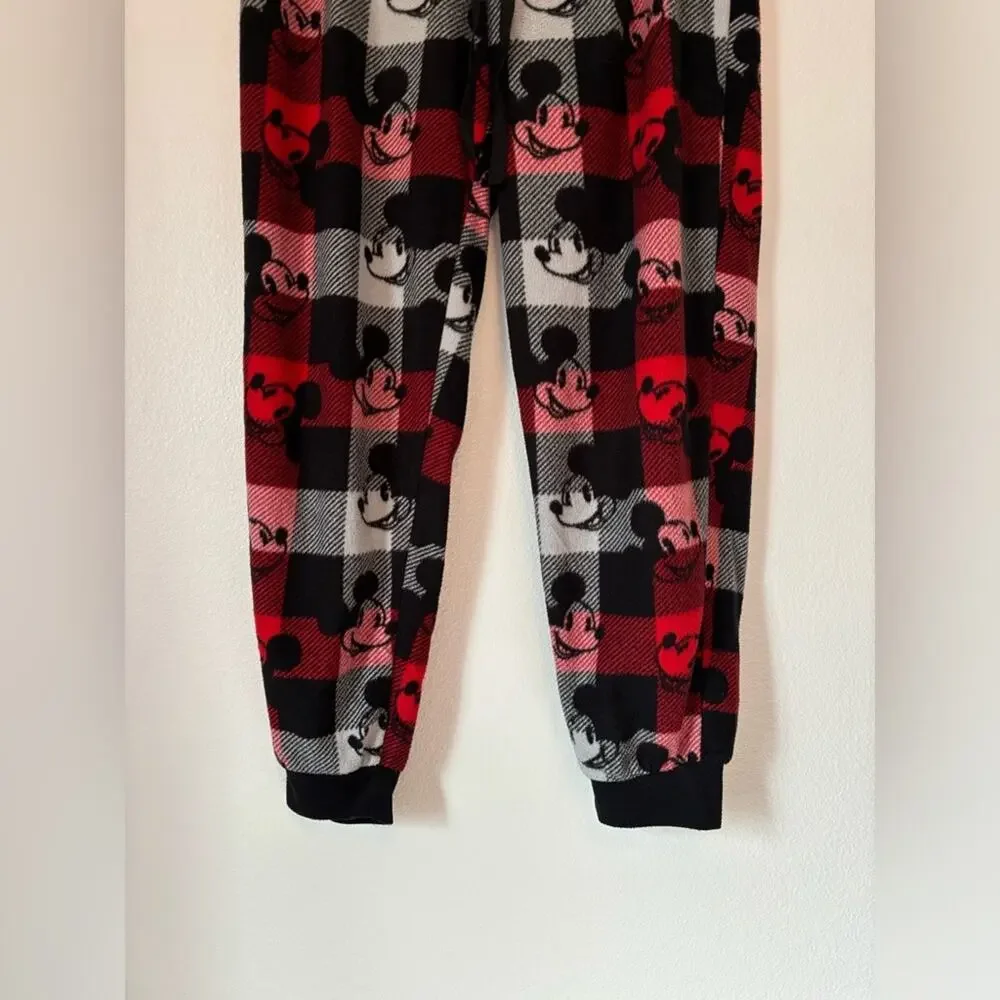 Disney Mickey Mouse Med Red Black Plaid Lounge Pajama Pants Travel Vacation‎ - Picture 3 of 7